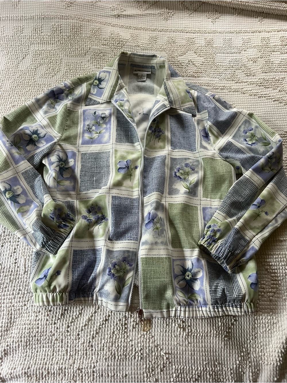 Alfred Dunner Green & Lavender Floral Patchwork Jacket